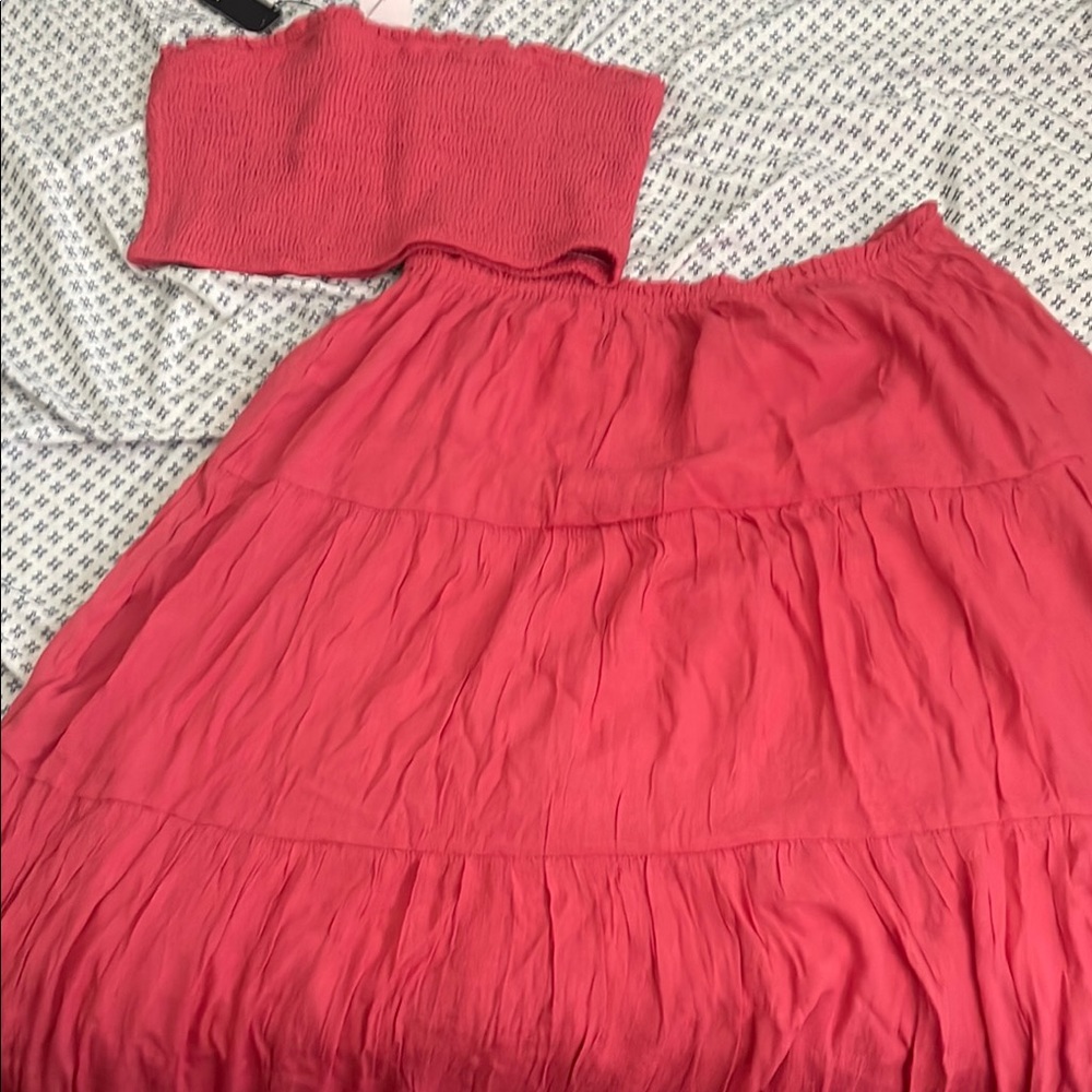 Fashion Nova Pink Bubble Maxi Skirt Tiered Casual